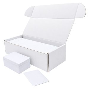 Open carton packed with blank white IC cards