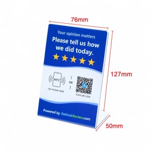 NFC Feedback Stand 76×177 mm — NFC & QR Code Table Tent