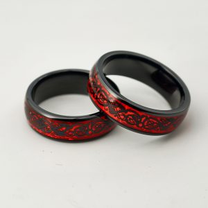 Red Dragon Inlay NFC Ring – Semi-Ceramic Smart Ring