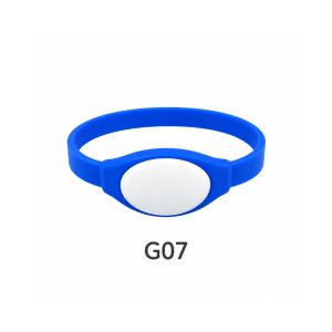 Blue and white oval silicone RFID wristband G07 with chip panel