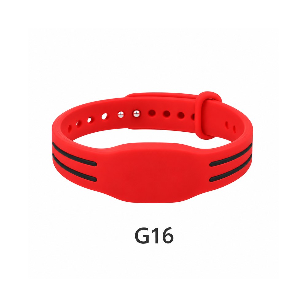 Silicone RFID Wristband – G16, Red and black