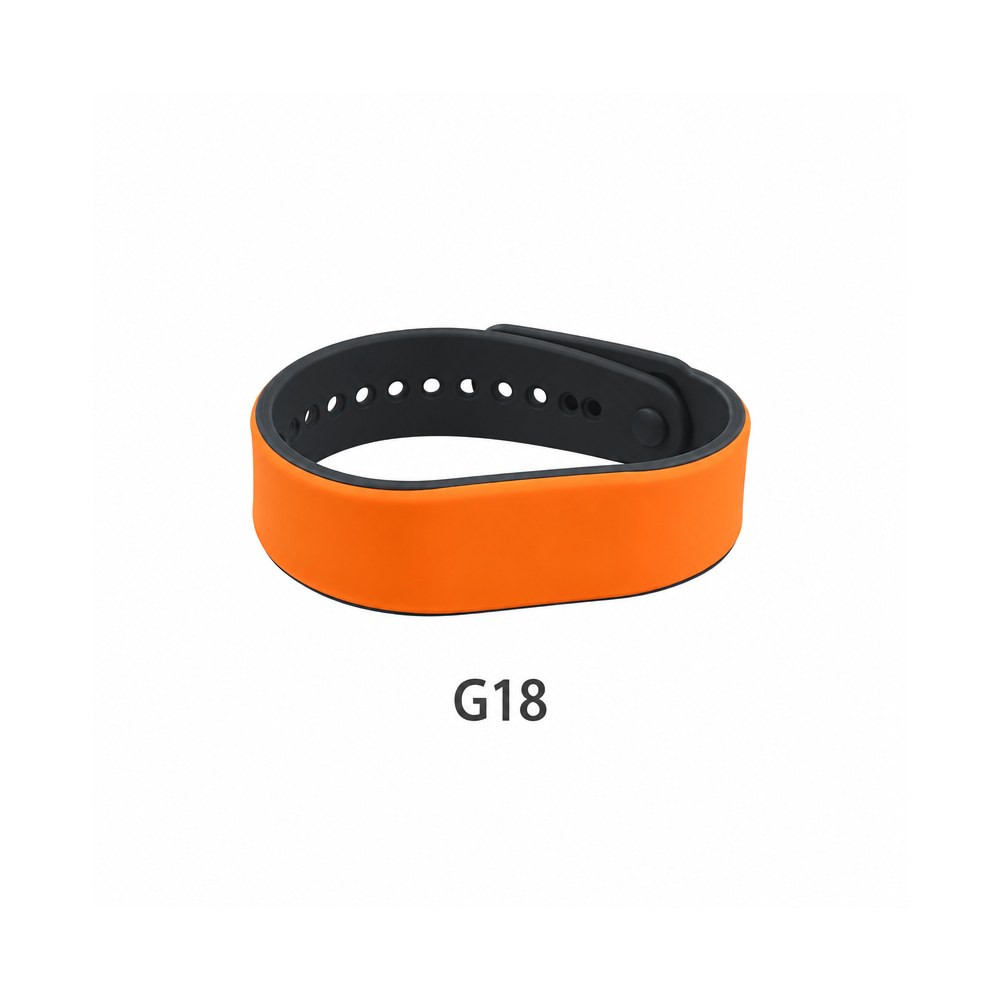 Silicone RFID Wristband – G18, Black and orange