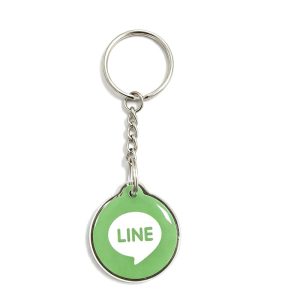 Round Line app logo NFC epoxy key tag, green, 28.5mm
