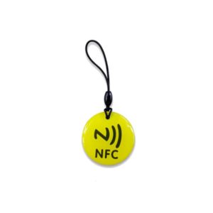 Round yellow NFC logo epoxy tag with lanyard