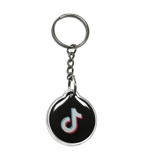Round TikTok logo NFC epoxy key tag, black, 28.5mm