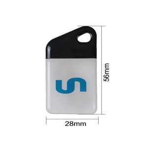 Black and white trapezoid custom shape NFC epoxy tag with UN letters